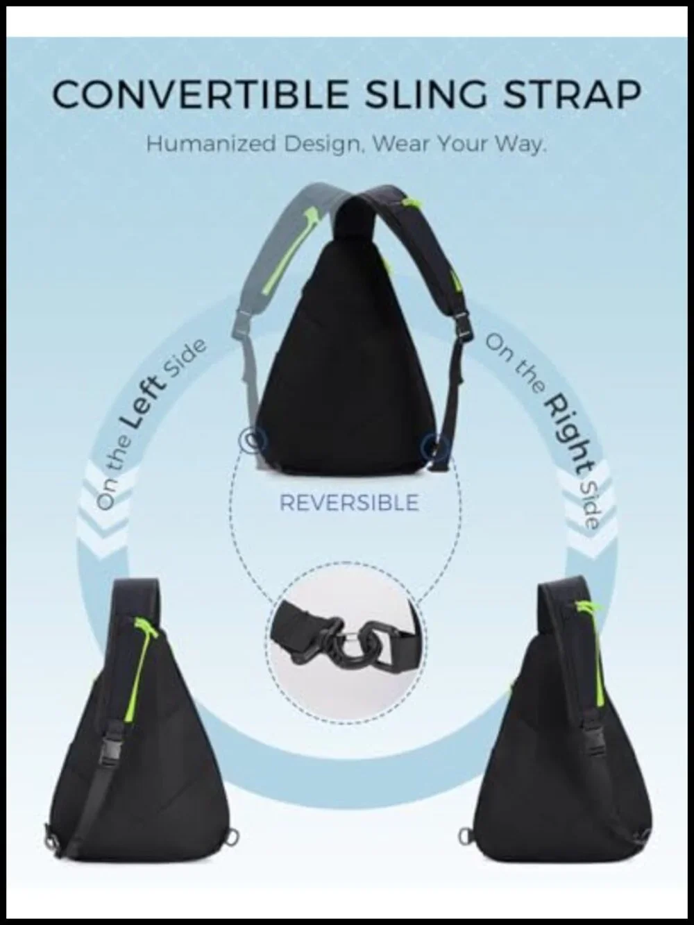 Pickleball Sling Bag with Paddle & Ball Compartments, Fence Hook,